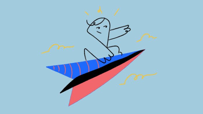 Man rides an arrow upwards